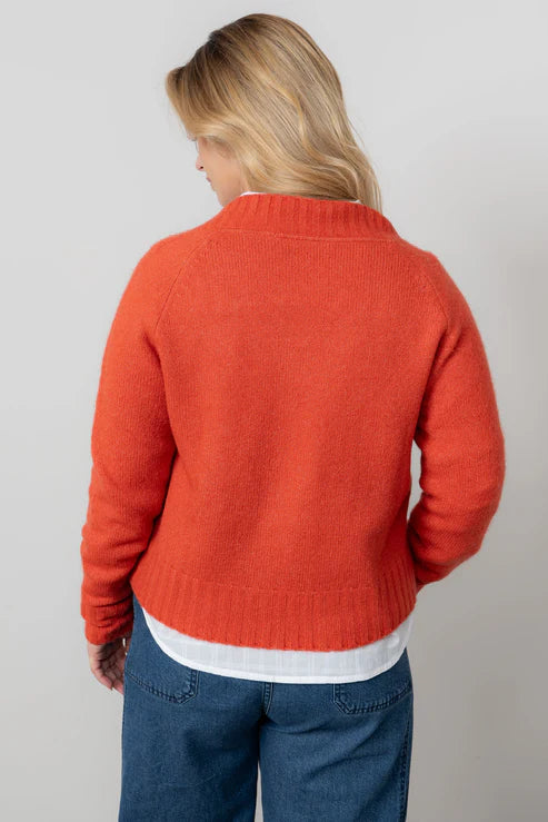 Lily & Me Woodchester V-Neck Boxy Knit Jumper  Red