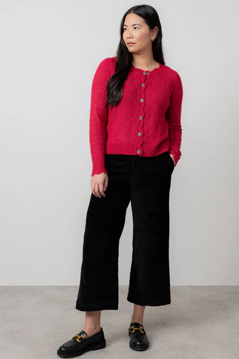 Lily & Me Layla Pointelle Knit Cardigan Scarlet