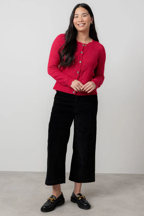 Lily & Me Layla Pointelle Knit Cardigan Scarlet