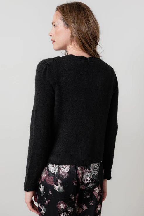 Lily & Me Imogen Pointelle Knit Cardigan Black