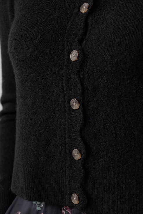 Lily & Me Imogen Pointelle Knit Cardigan Black