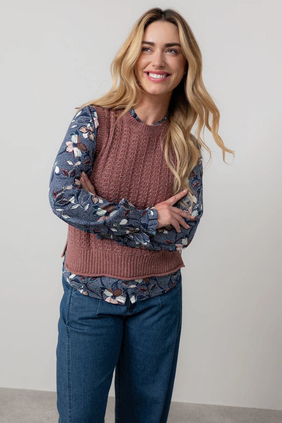 Lily & Me Eva Tank Fleck Knit Antique Rose