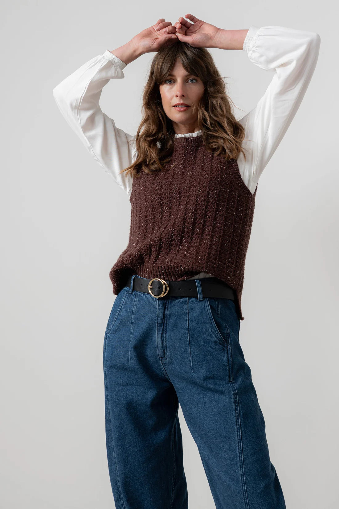 Lily & Me Eva Tank Fleck Knit Chocolate