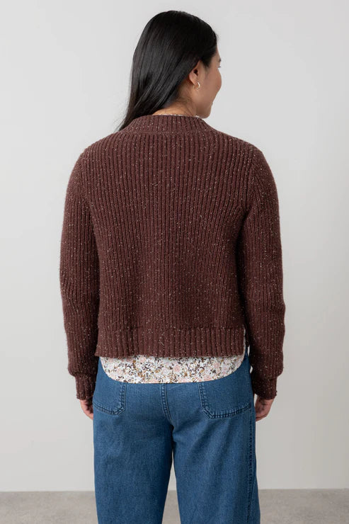 Lily & Me June Rib Cardigan Fleck Knit Chocolate