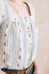 Lily & Me Poppy Embroidered Stripe Blouse Ecru
