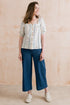 Lily & Me Poppy Embroidered Stripe Blouse Ecru