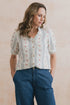 Lily & Me Wren Blouse Floral Embroidered Stripe Ecru
