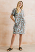 Lily & Me Vine Linen Blend Dress Highline Print Mocha