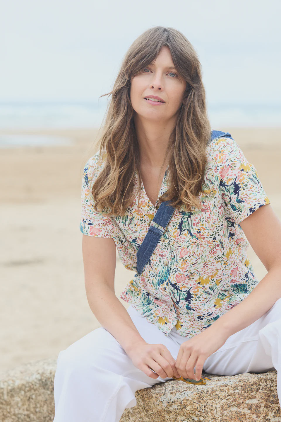 Lily & Me Pippa Organic Cotton Shirt Ditsy Print Ecru