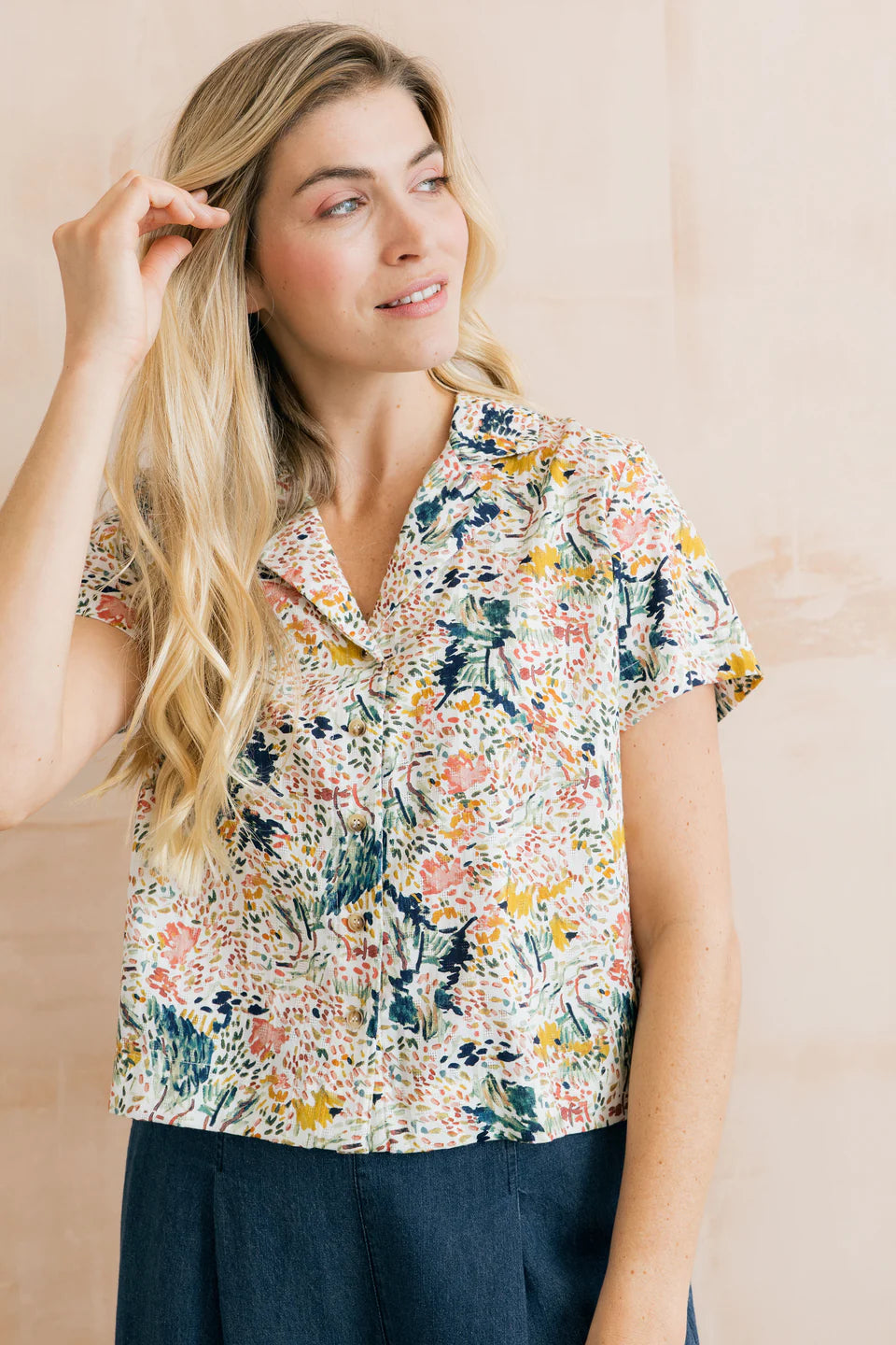 Lily & Me Pippa Organic Cotton Shirt Ditsy Print Ecru