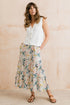 Lily & Me Evie Organic Cotton Ditsy Printed Midi Skirt Ecru