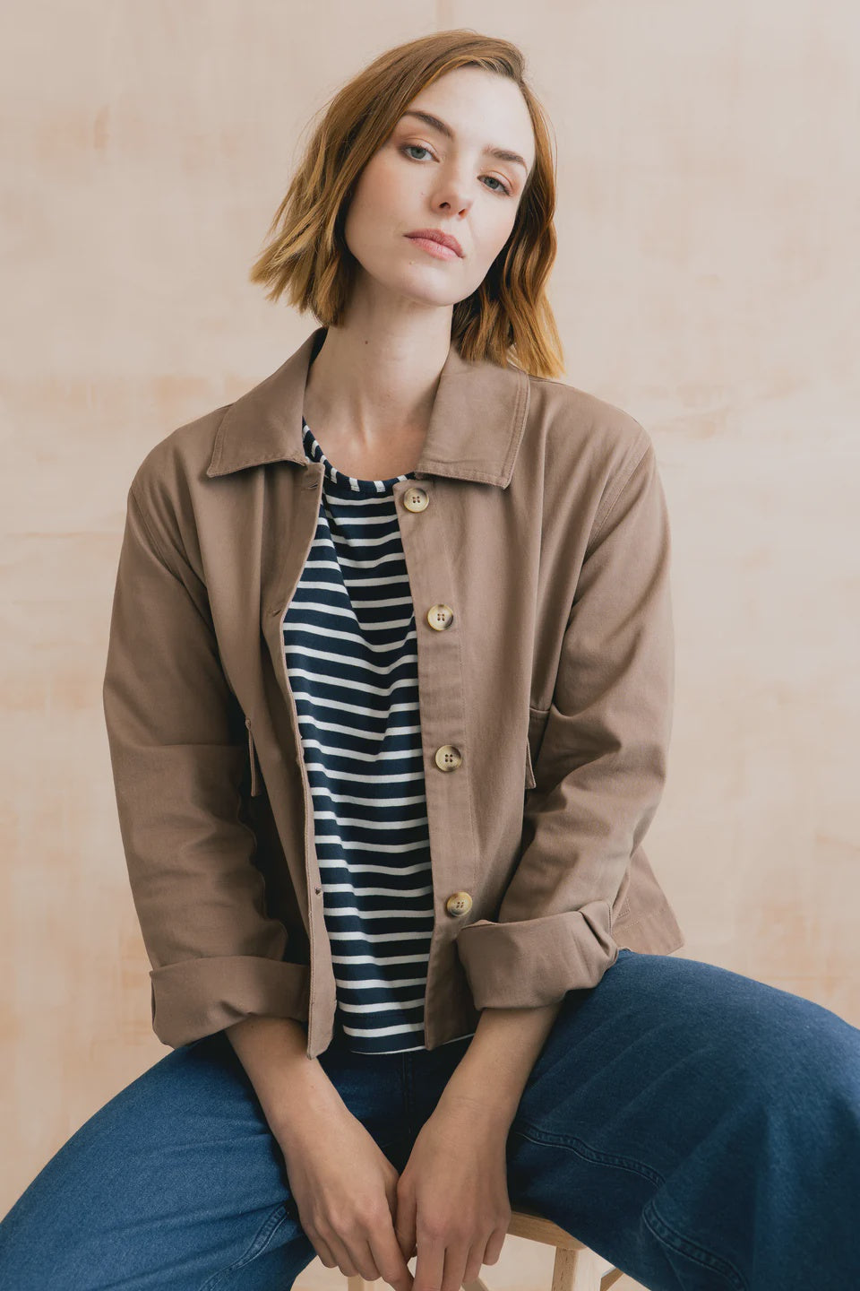 Lily & Me Effie Stretch Cotton Twill Jacket Mocha