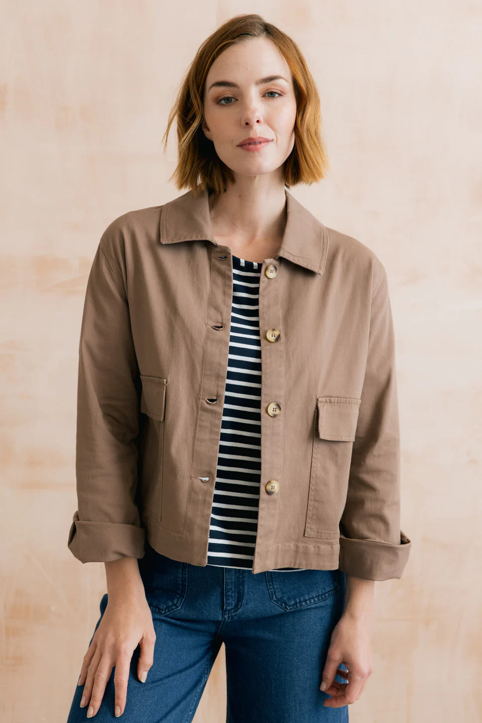 Lily & Me Effie Stretch Cotton Twill Jacket Mocha