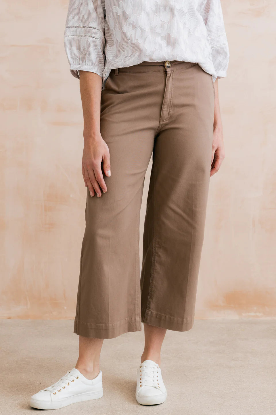Lily & Me Isla Stretch Twill Crop Trousers Mocha