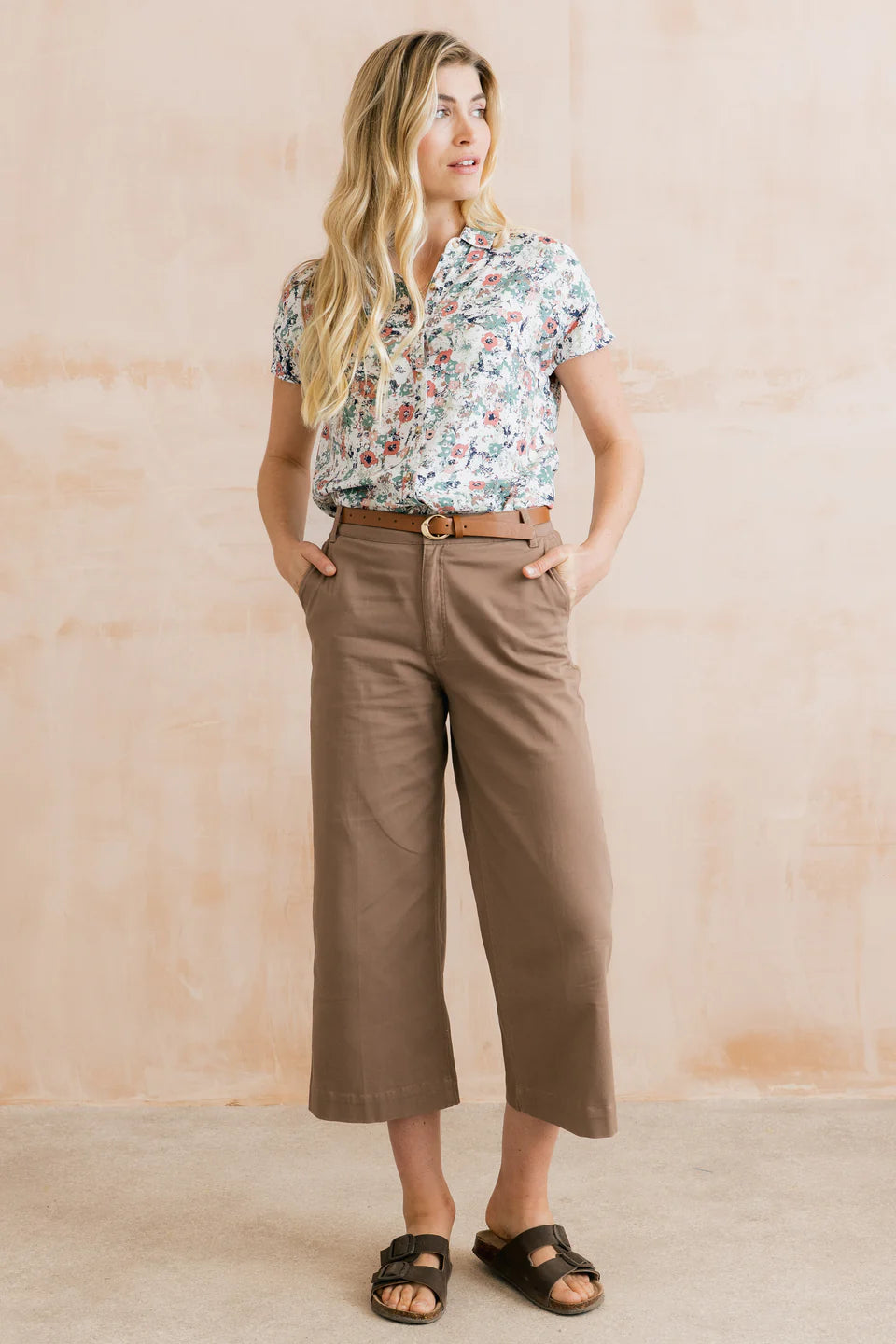 Lily & Me Isla Stretch Twill Crop Trousers Mocha