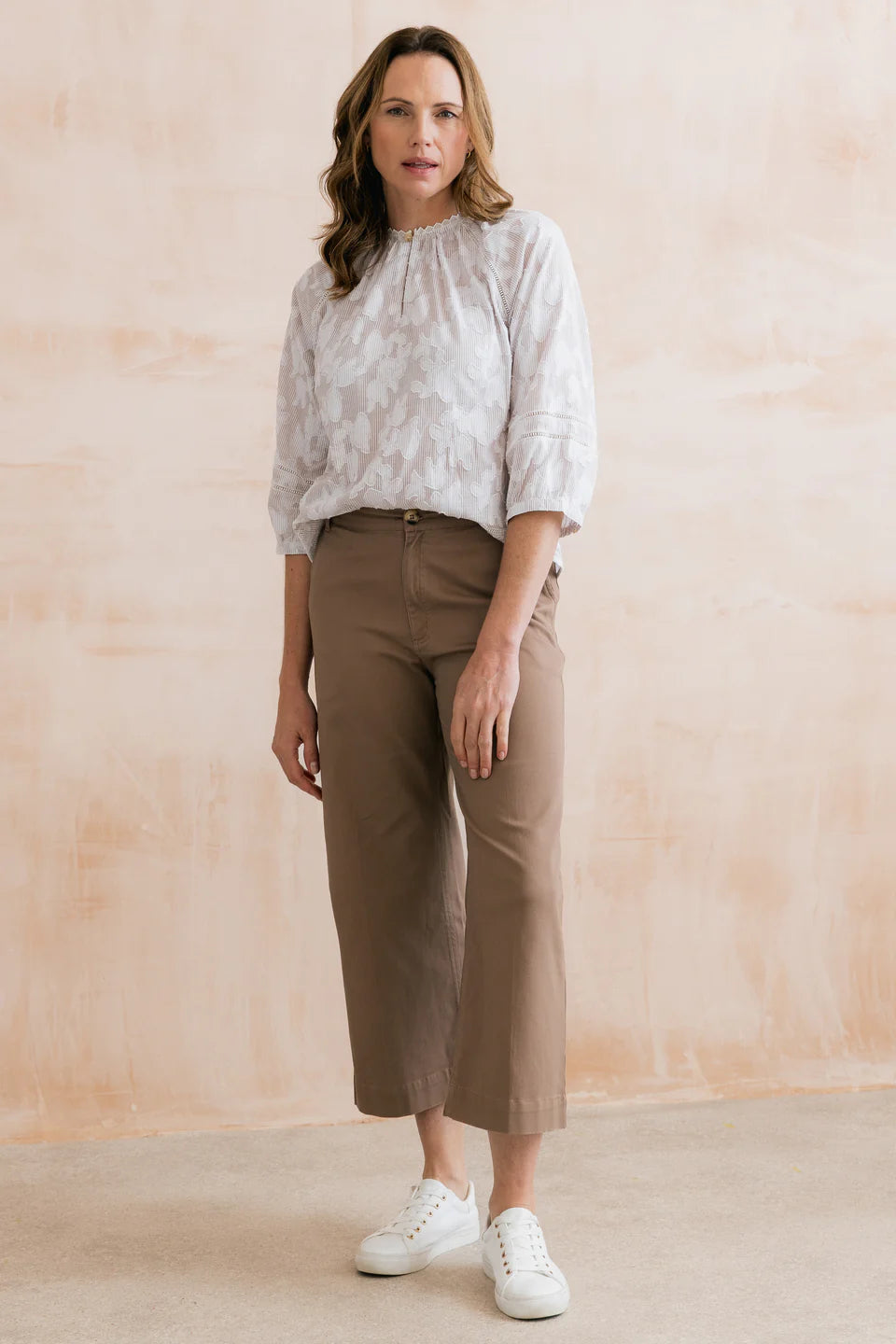 Lily & Me Isla Stretch Twill Crop Trousers Mocha