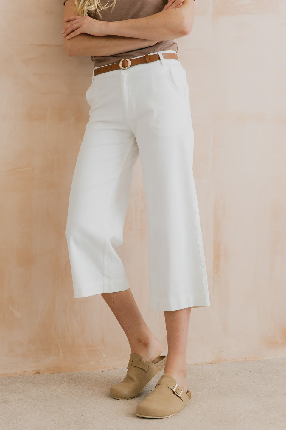 Lily & Me Isla Stretch Twill Crop Trousers White
