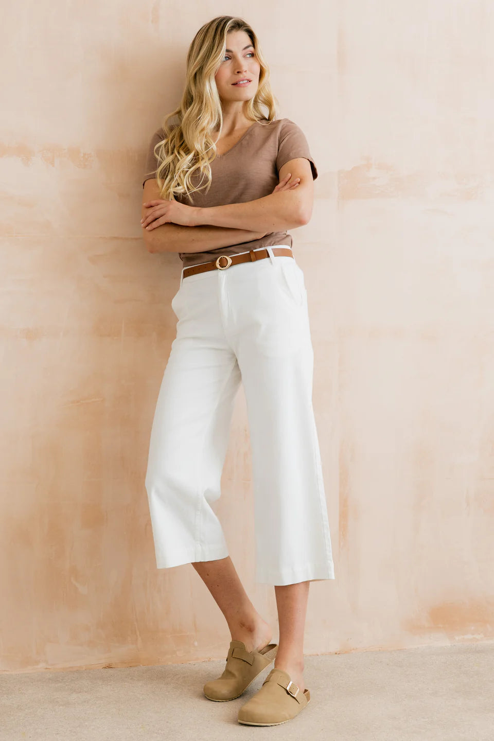 Lily & Me Isla Stretch Twill Crop Trousers White