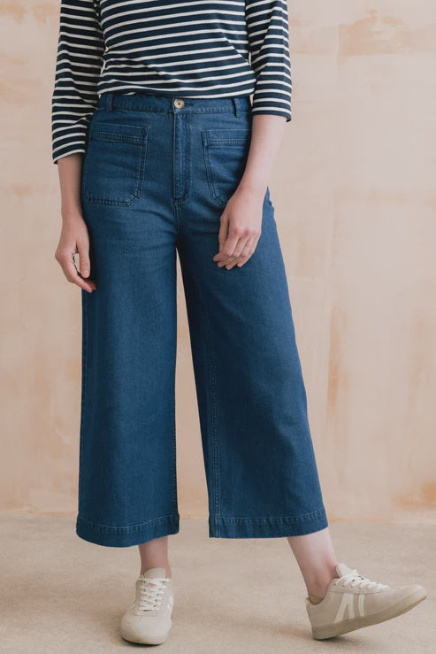 Lily & Me Amelia Crop Wide Leg Jeans Denim Blue
