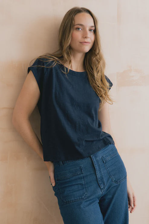Lily & Me Tidal T shirt Organic Cotton Slub Navy