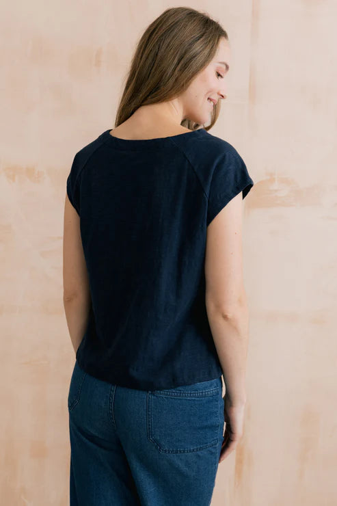 Lily & Me Tidal T shirt Organic Cotton Slub Navy