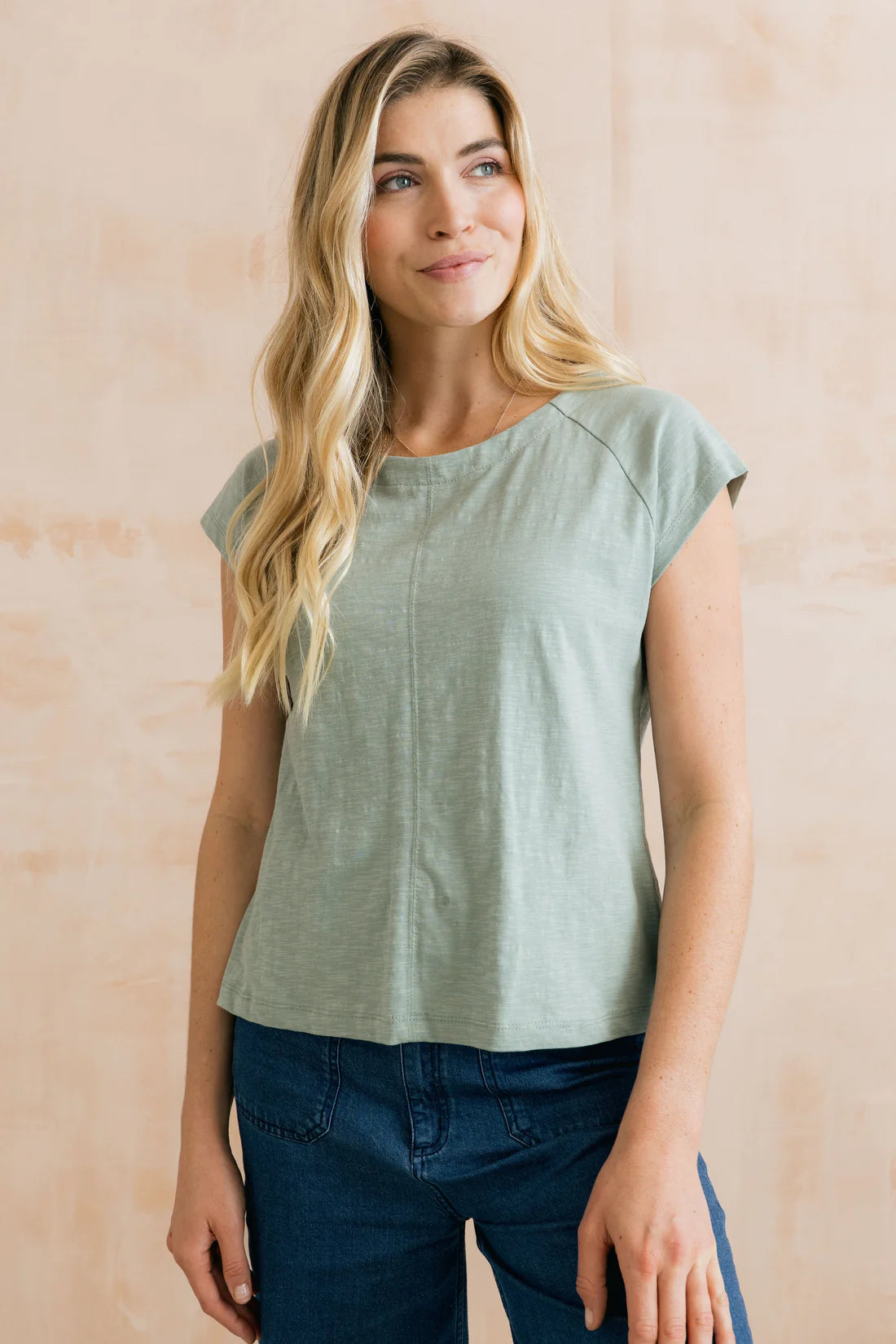 Lily & Me Tidal T shirt Organic Cotton Slub Silver Sage