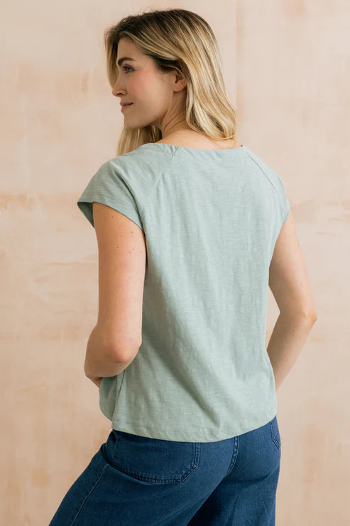 Lily & Me Tidal T shirt Organic Cotton Slub Silver Sage