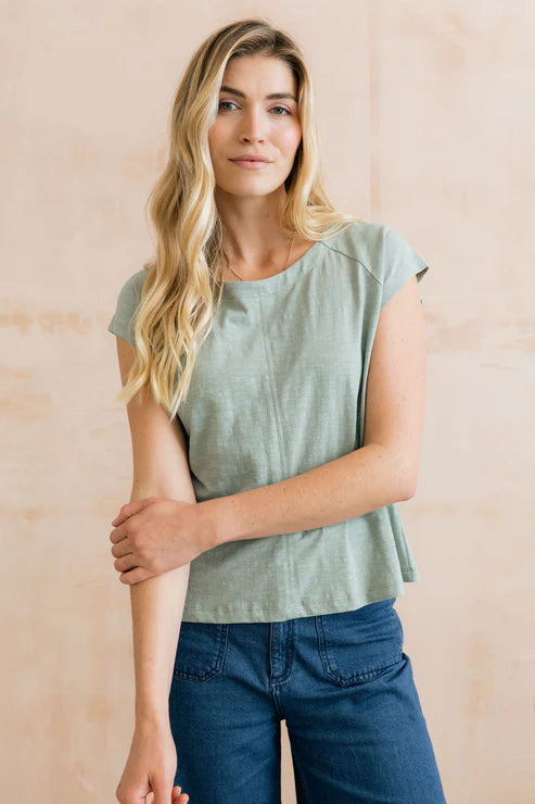 Lily & Me Tidal T shirt Organic Cotton Slub Silver Sage