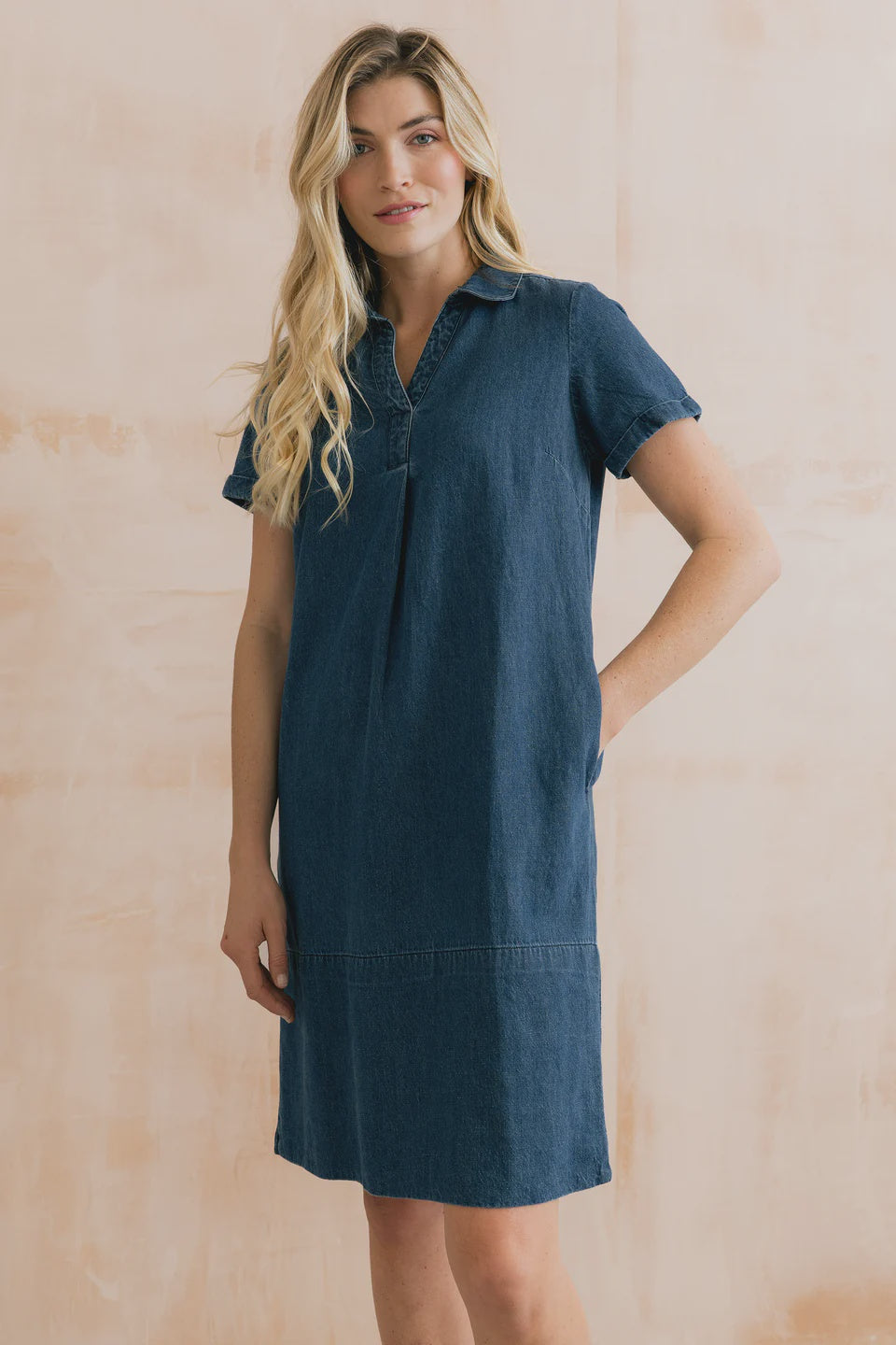 Lily & Me Lavender Dress Linen Denim Blue
