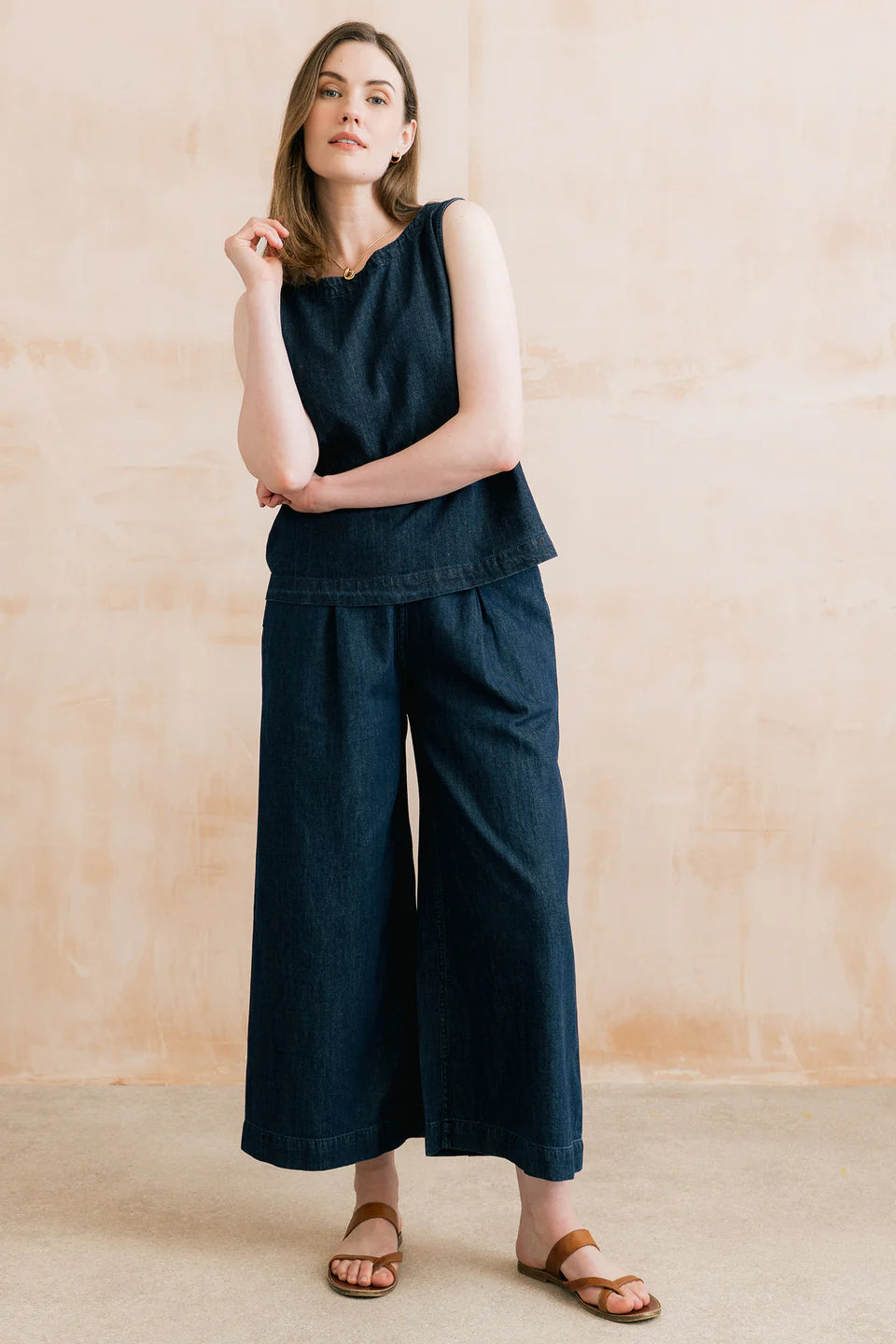 Lily & Me Summer Wide Leg Palazzo Trousers Cotton Denim
