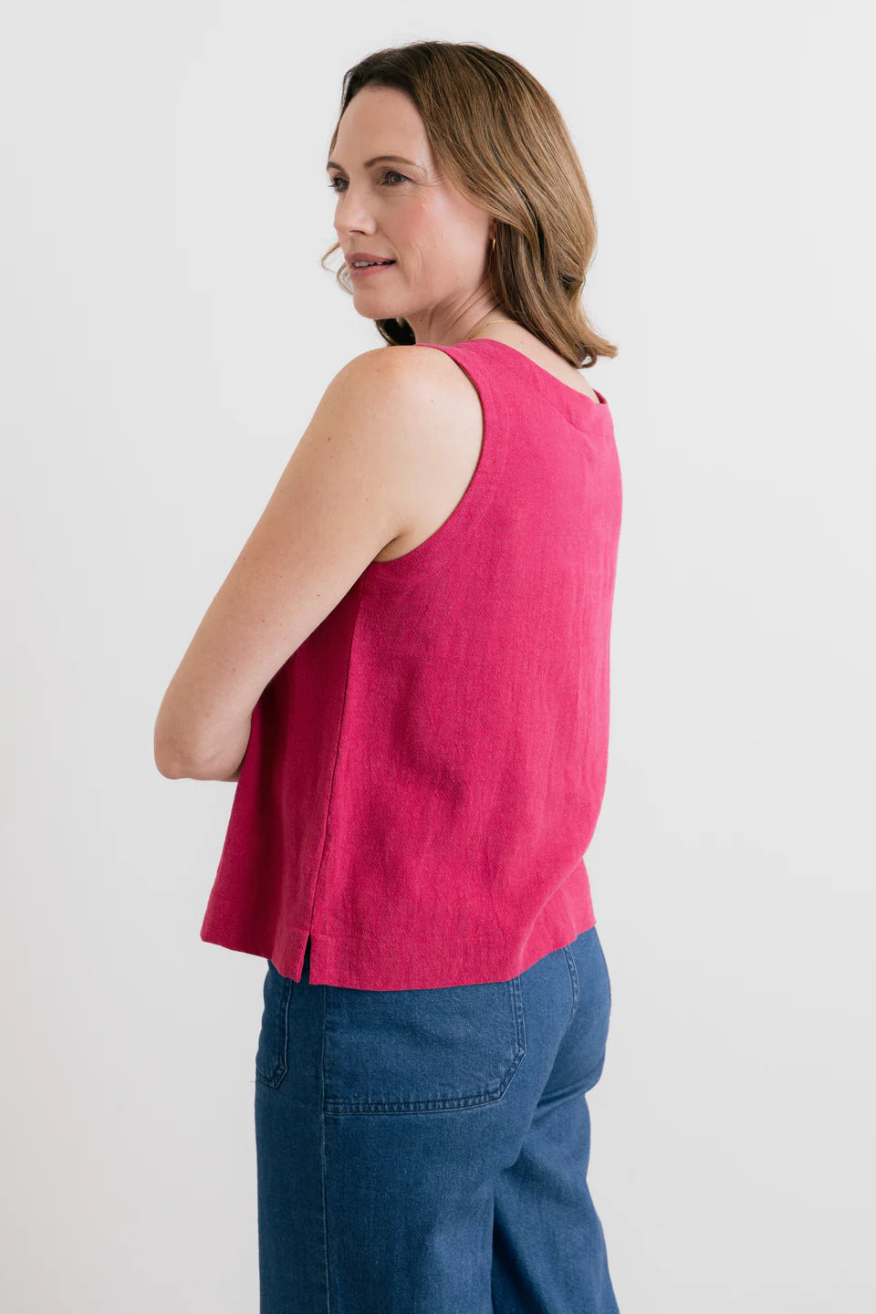 Lily & Me Allium Two Way Vest Linen Boysenberry