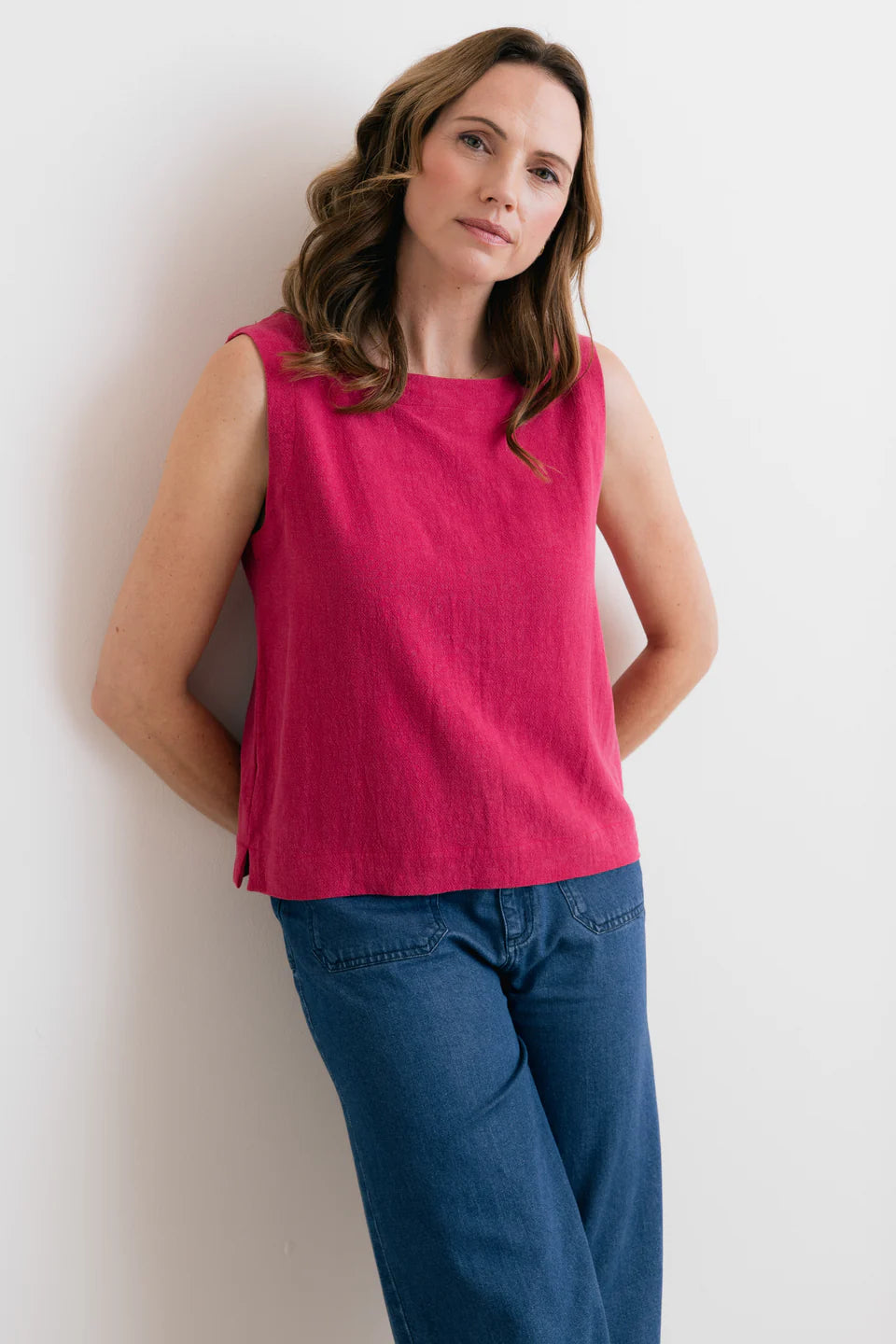 Lily & Me Allium Two Way Vest Linen Boysenberry