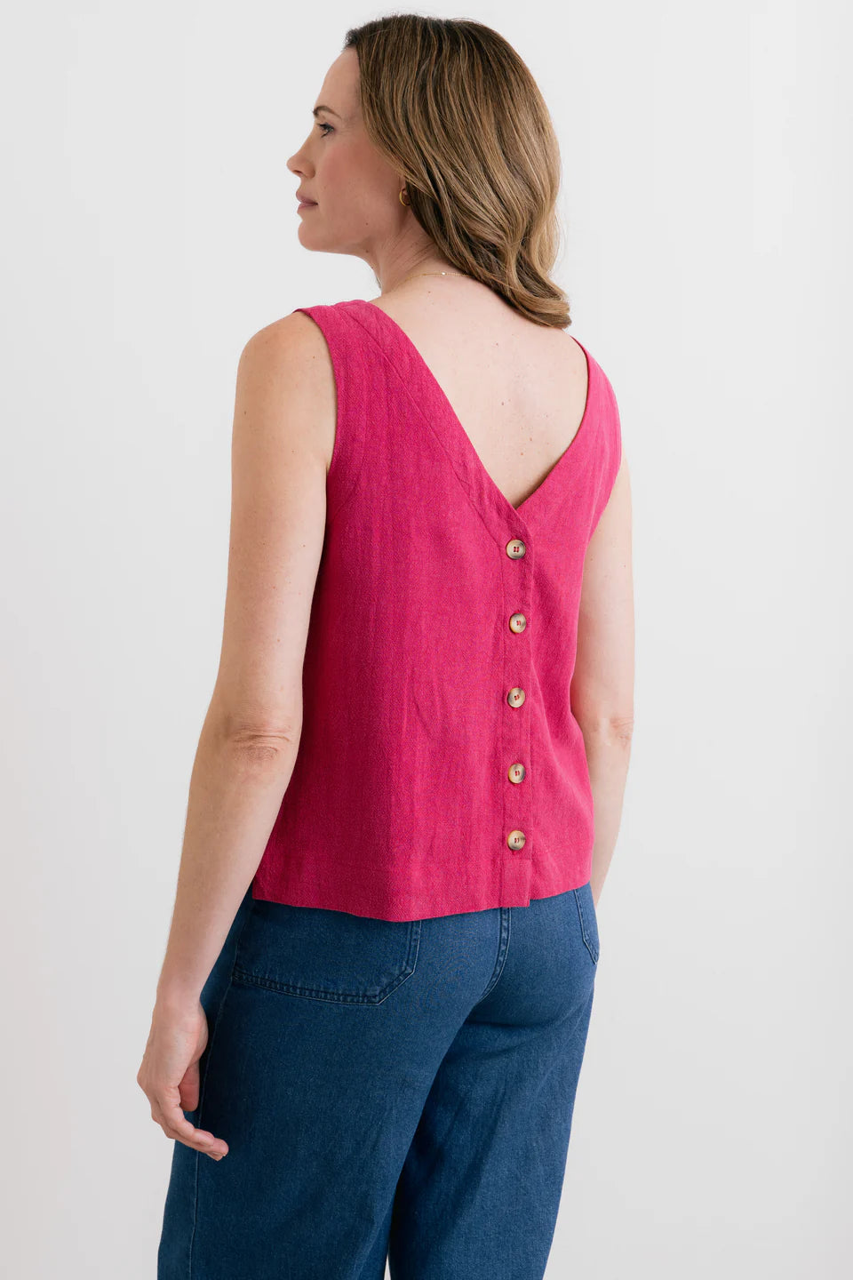 Lily & Me Allium Two Way Vest Linen Boysenberry