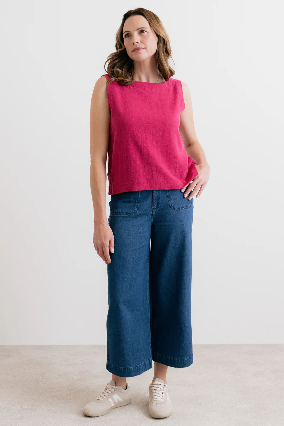 Lily & Me Allium Two Way Vest Linen Boysenberry