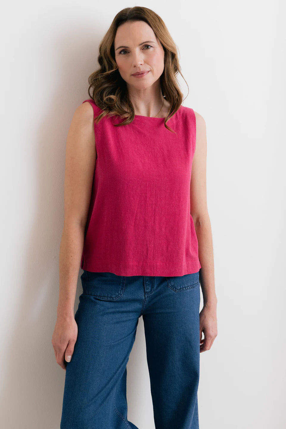 Lily & Me Allium Two Way Vest Linen Boysenberry