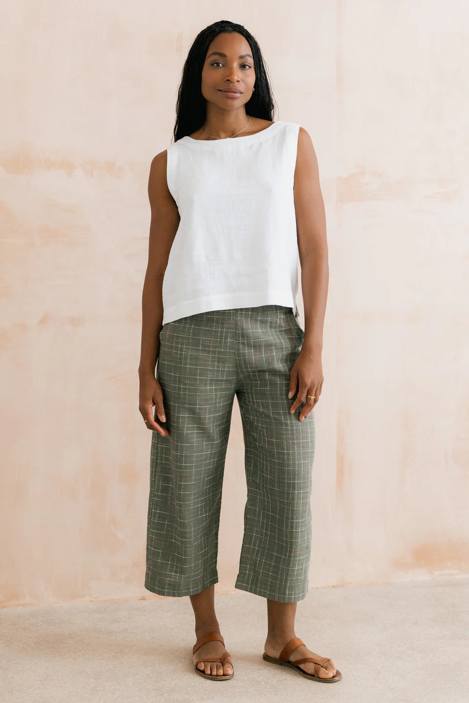 Lily & Me Allium Two Way Vest Plain Linen White