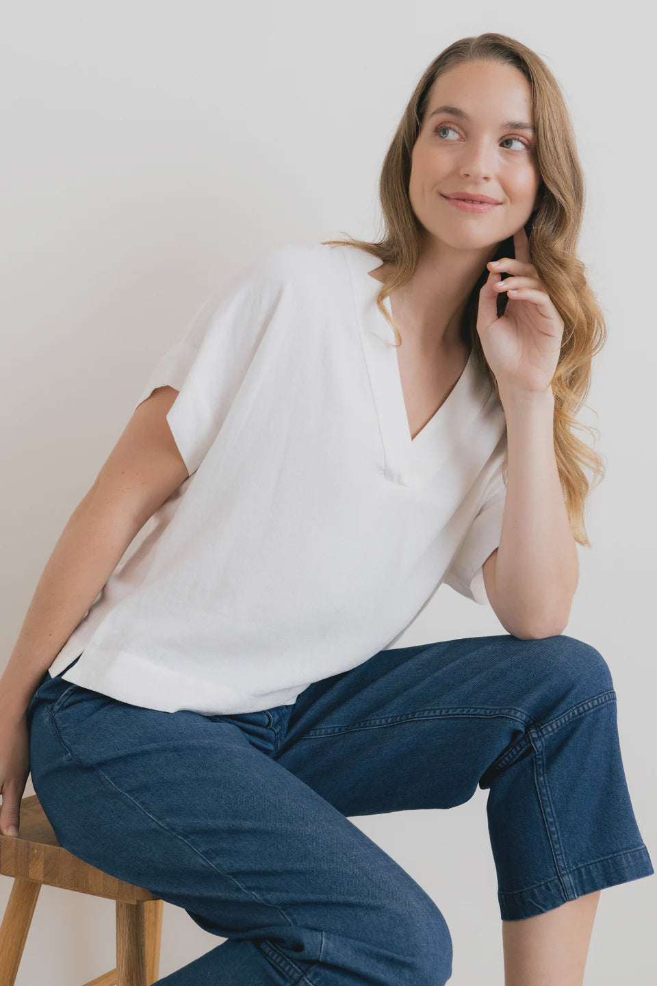 Lily & Me Orchard Linen Blend Top White