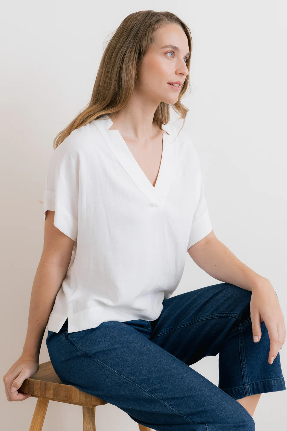 Lily & Me Orchard Linen Blend Top White