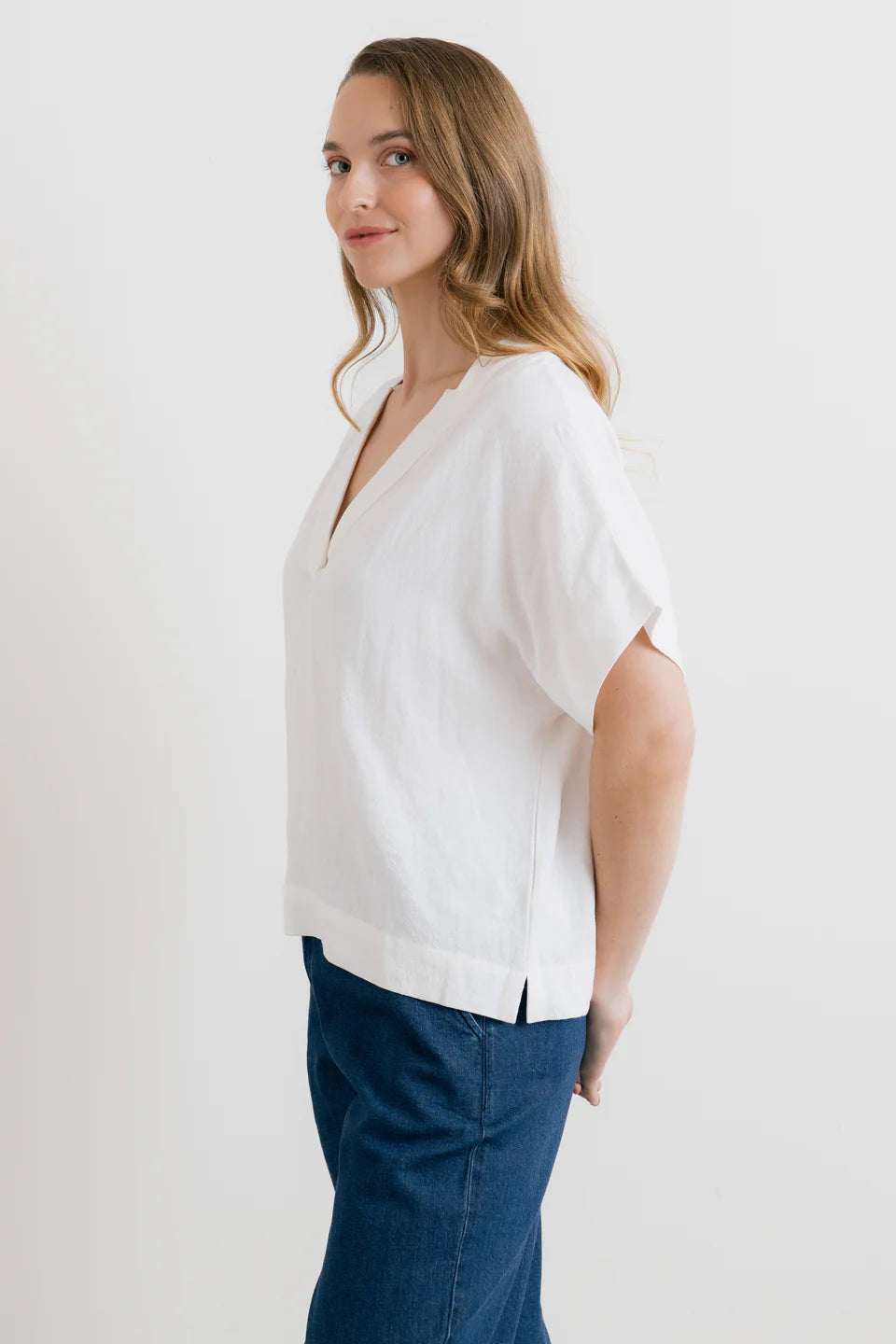 Lily & Me Orchard Linen Blend Top White