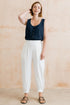 Lily & Me Sail Linen Blend Cropped Trousers White