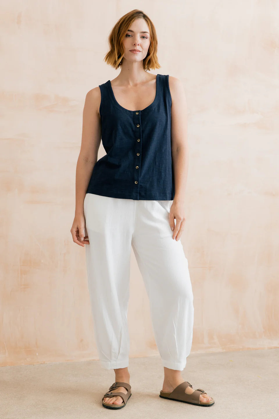 Lily & Me Sail Linen Blend Cropped Trousers White
