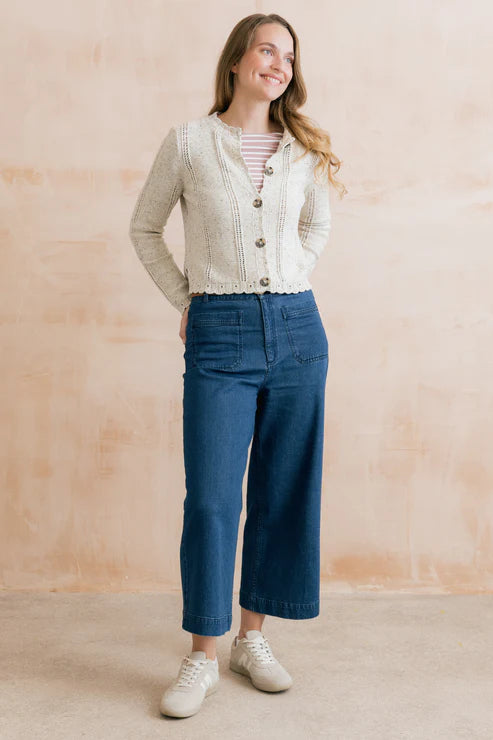 Lily & Me Jasmine Cardigan Fleck Knit Ecru