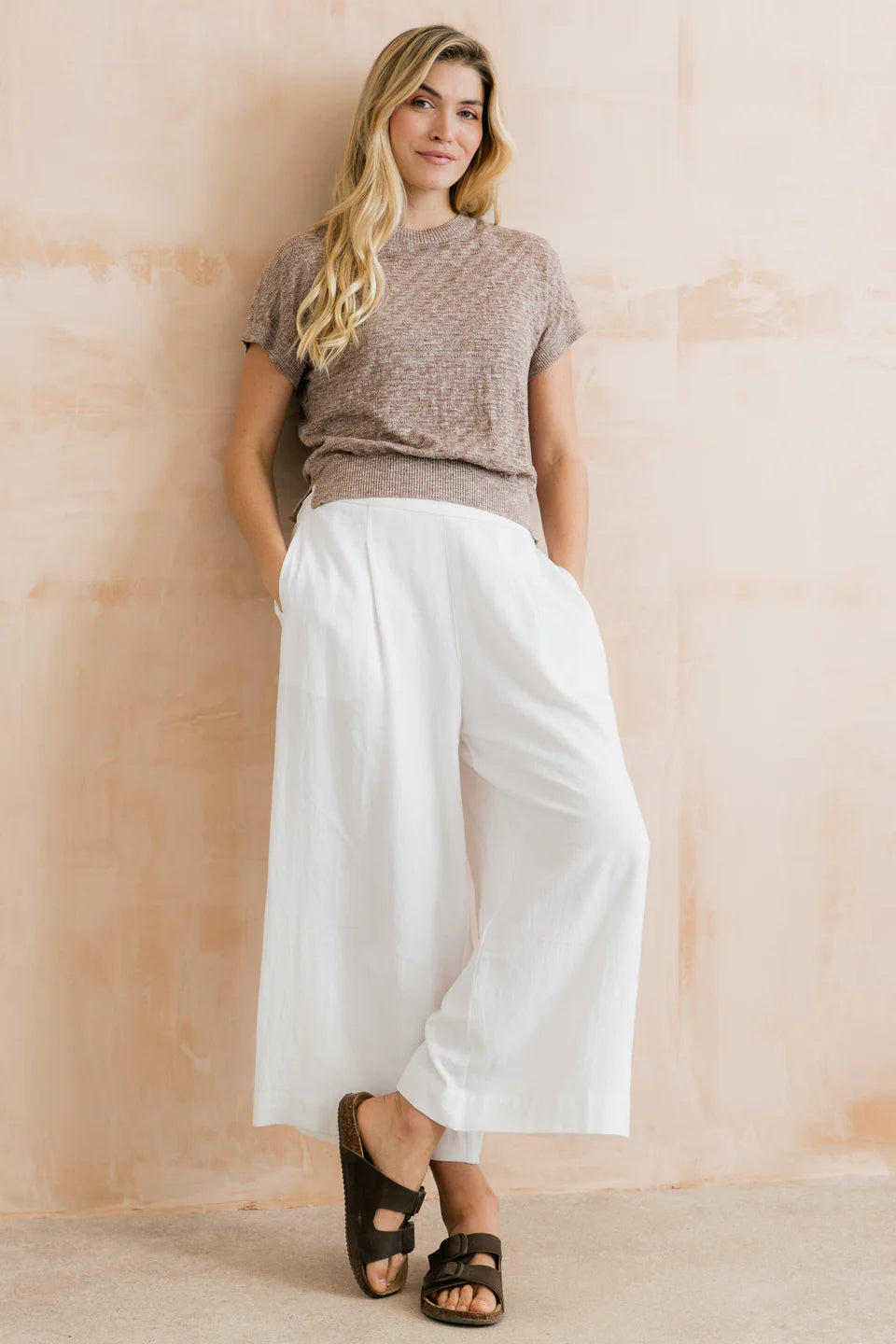 Lily & Me Lola Tank Linen Cotton Blend Mocha