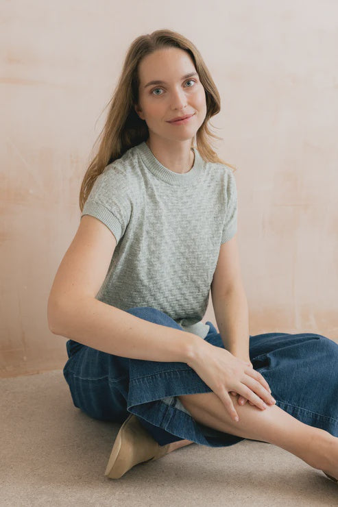 Lily & Me Lola Pointelle Knit Tank Silver Sage