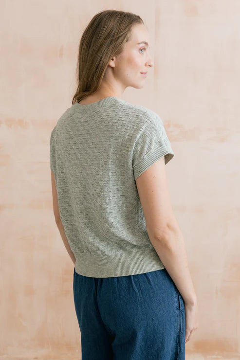 Lily & Me Lola Pointelle Knit Tank Silver Sage