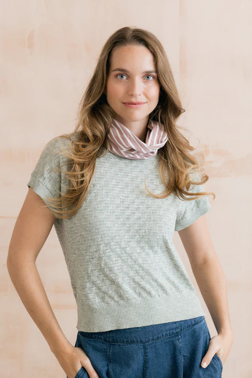 Lily & Me Lola Pointelle Knit Tank Silver Sage