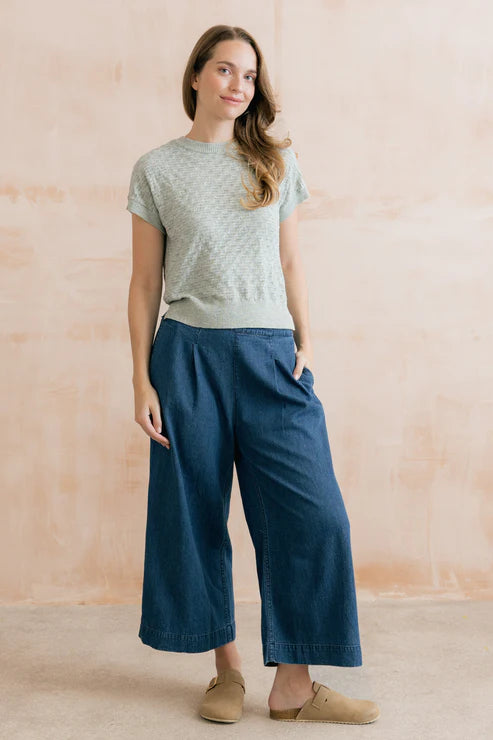 Lily & Me Lola Pointelle Knit Tank Silver Sage