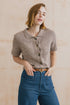 Lily & Me Phoebe Short Sleeve Jacket Linen Cotton Blend Mocha