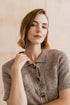 Lily & Me Phoebe Short Sleeve Jacket Linen Cotton Blend Mocha
