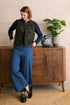 Lily & Me Twilight 100% Cotton Corduroy Gilet Trailing Leaves Dark Olive